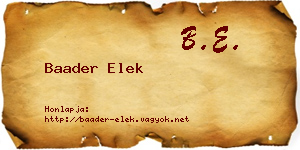 Baader Elek névjegykártya